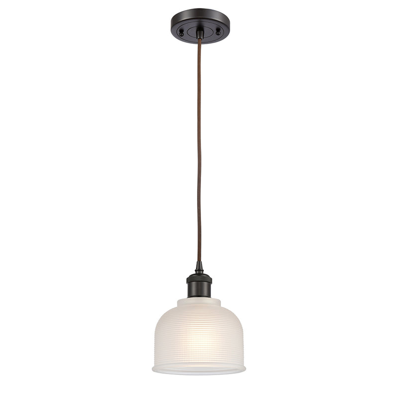 Dayton Mini Pendant shown in the Oil Rubbed Bronze finish with a White shade