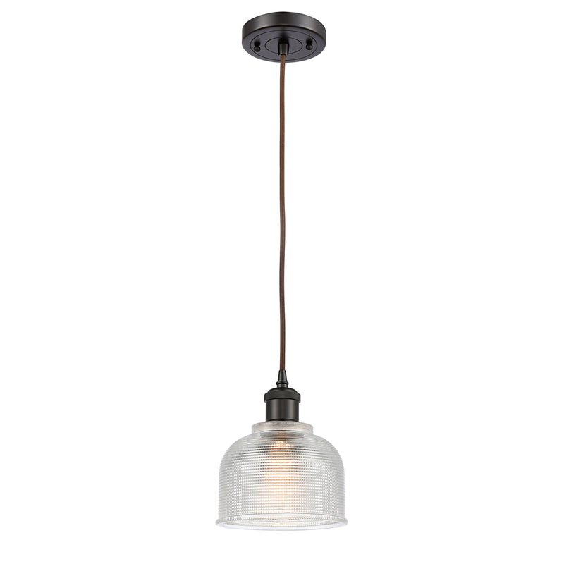 Dayton Mini Pendant shown in the Oil Rubbed Bronze finish with a Clear shade