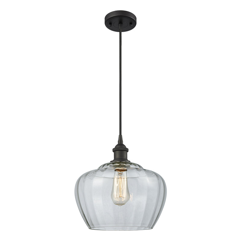 Fenton Mini Pendant shown in the Oil Rubbed Bronze finish with a Clear shade