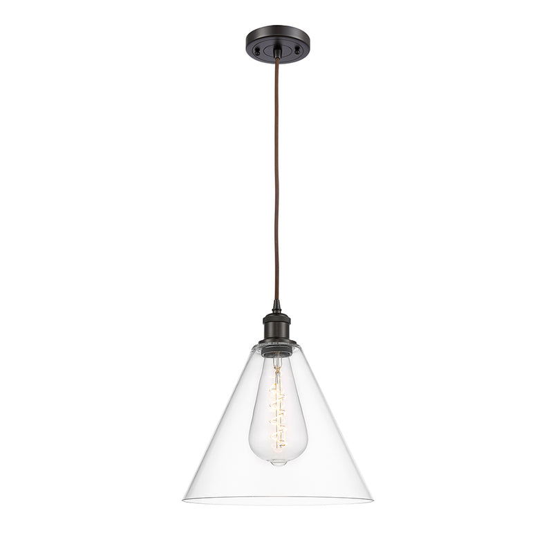 Ballston Cone Mini Pendant shown in the Oil Rubbed Bronze finish with a Clear shade