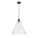 Ballston Cone Pendant shown in the Oil Rubbed Bronze finish with a Seedy shade