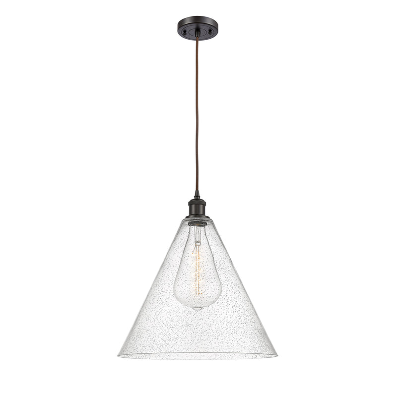 Ballston Cone Pendant shown in the Oil Rubbed Bronze finish with a Seedy shade