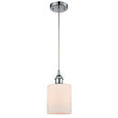 Cobbleskill Mini Pendant shown in the Polished Chrome finish with a Matte White shade