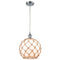 Farmhouse Rope Mini Pendant shown in the Polished Chrome finish with a White Glass with Brown Rope shade