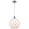 Farmhouse Rope Mini Pendant shown in the Polished Chrome finish with a White Glass with White Rope shade