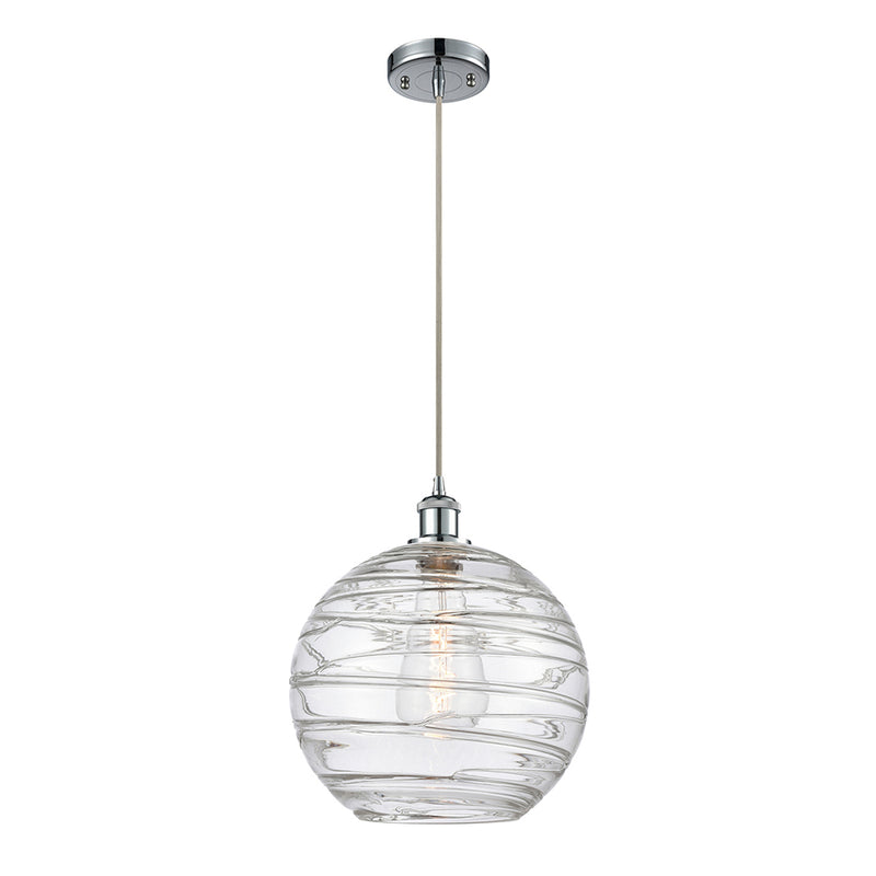 Deco Swirl Mini Pendant shown in the Polished Chrome finish with a Clear shade