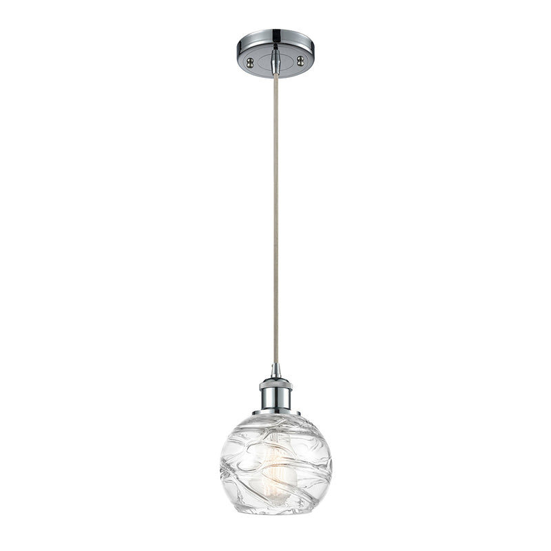 Deco Swirl Mini Pendant shown in the Polished Chrome finish with a Clear shade