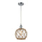 Farmhouse Rope Mini Pendant shown in the Polished Chrome finish with a Clear Glass with Brown Rope shade