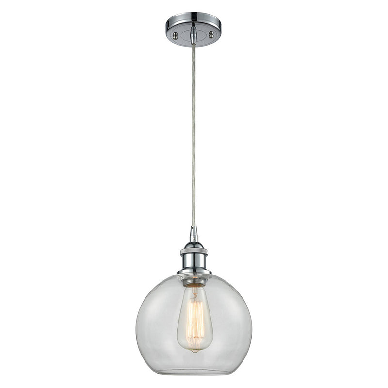 Athens Mini Pendant shown in the Polished Chrome finish with a Clear shade