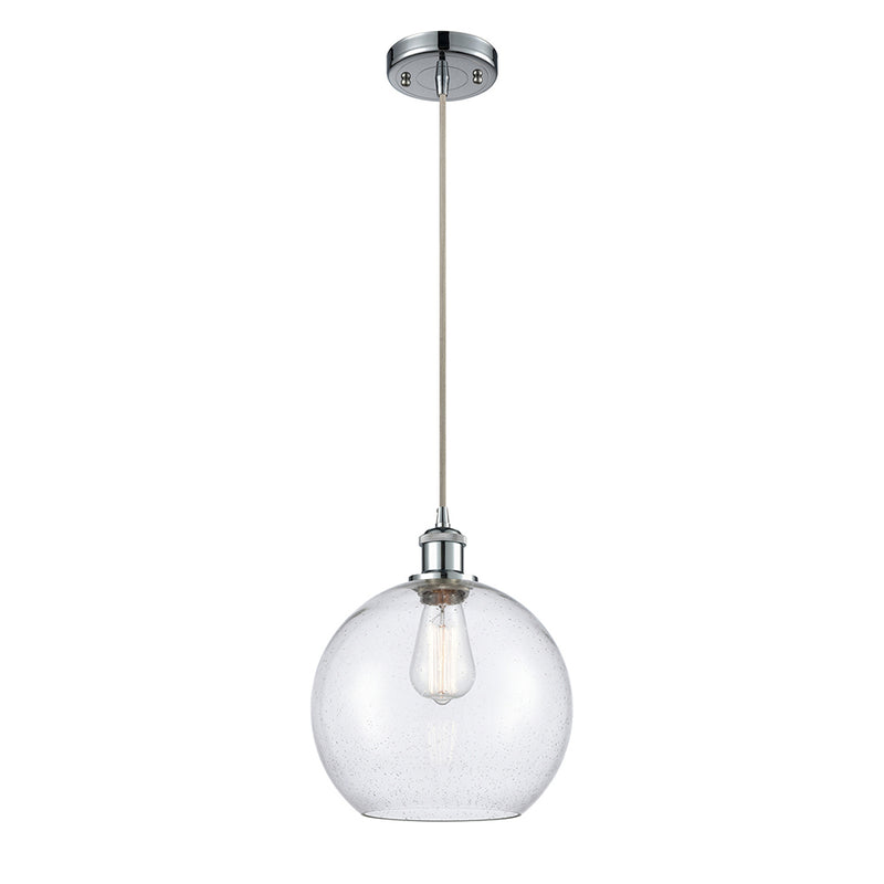 Athens Mini Pendant shown in the Polished Chrome finish with a Seedy shade