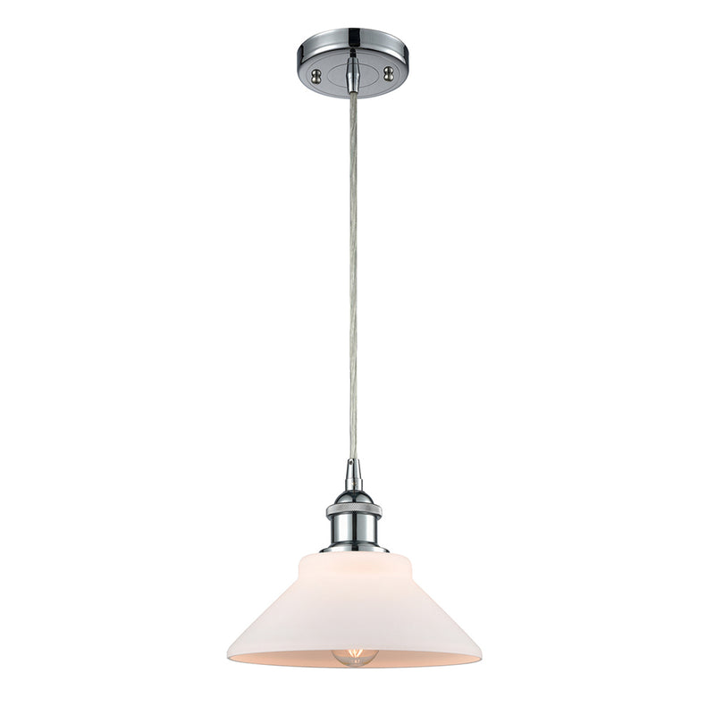 Orwell Mini Pendant shown in the Polished Chrome finish with a Matte White shade