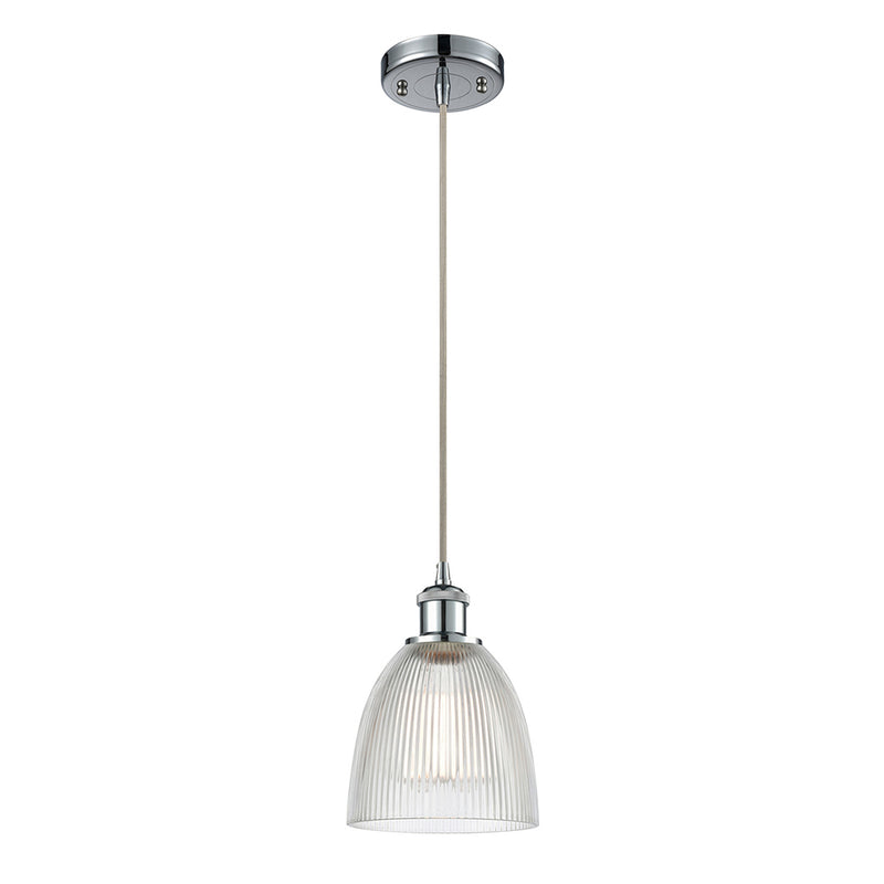 Castile Mini Pendant shown in the Polished Chrome finish with a Clear shade