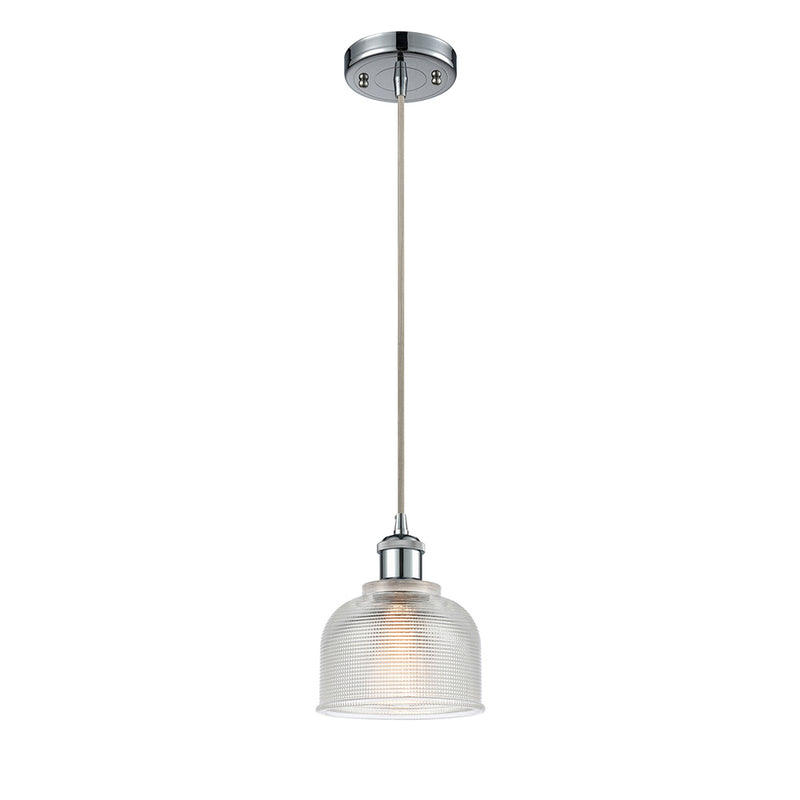 Dayton Mini Pendant shown in the Polished Chrome finish with a Clear shade