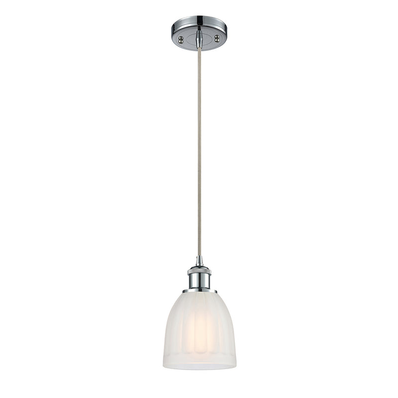 Brookfield Mini Pendant shown in the Polished Chrome finish with a White shade