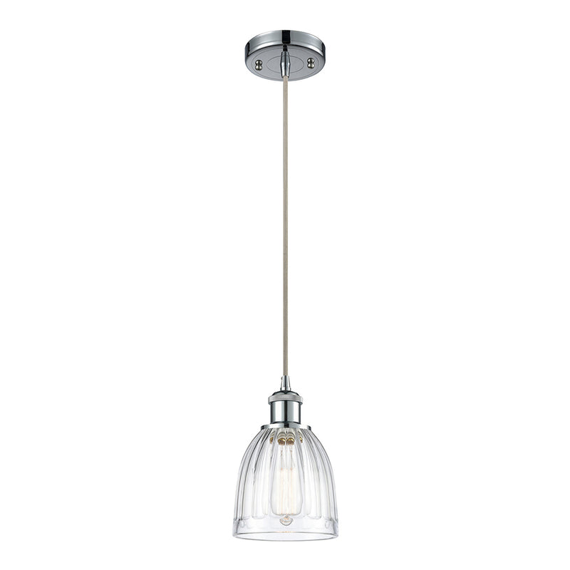 Brookfield Mini Pendant shown in the Polished Chrome finish with a Clear shade