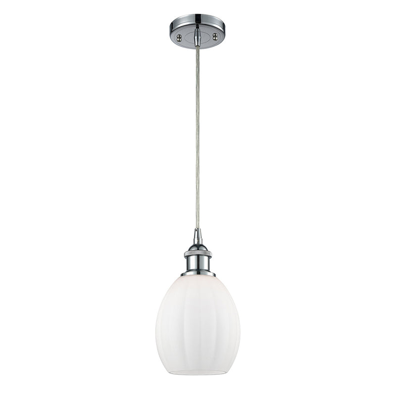 Eaton Mini Pendant shown in the Polished Chrome finish with a Matte White shade