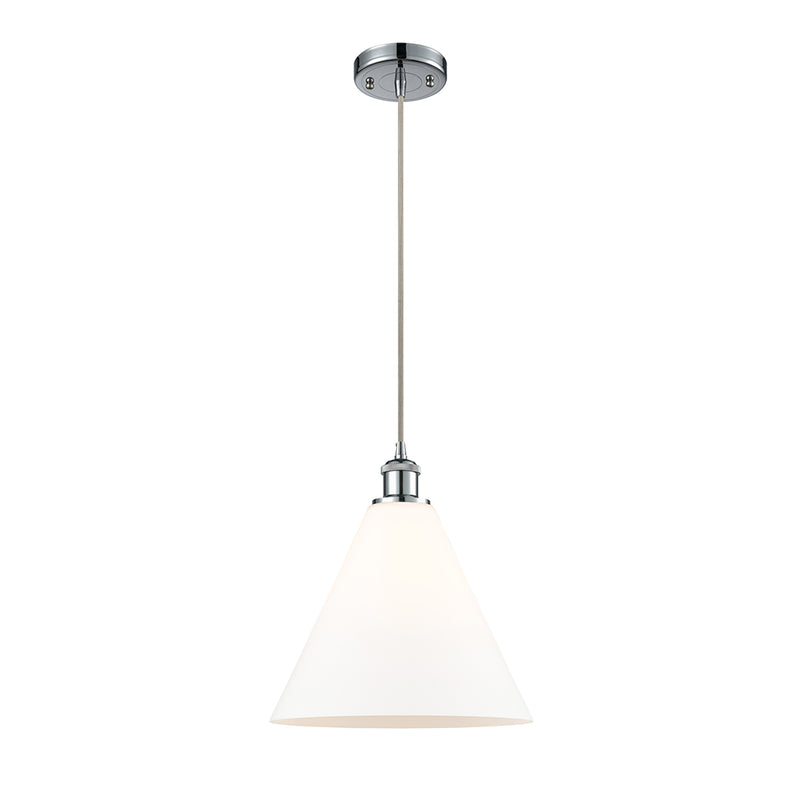 Ballston Cone Mini Pendant shown in the Polished Chrome finish with a Matte White shade