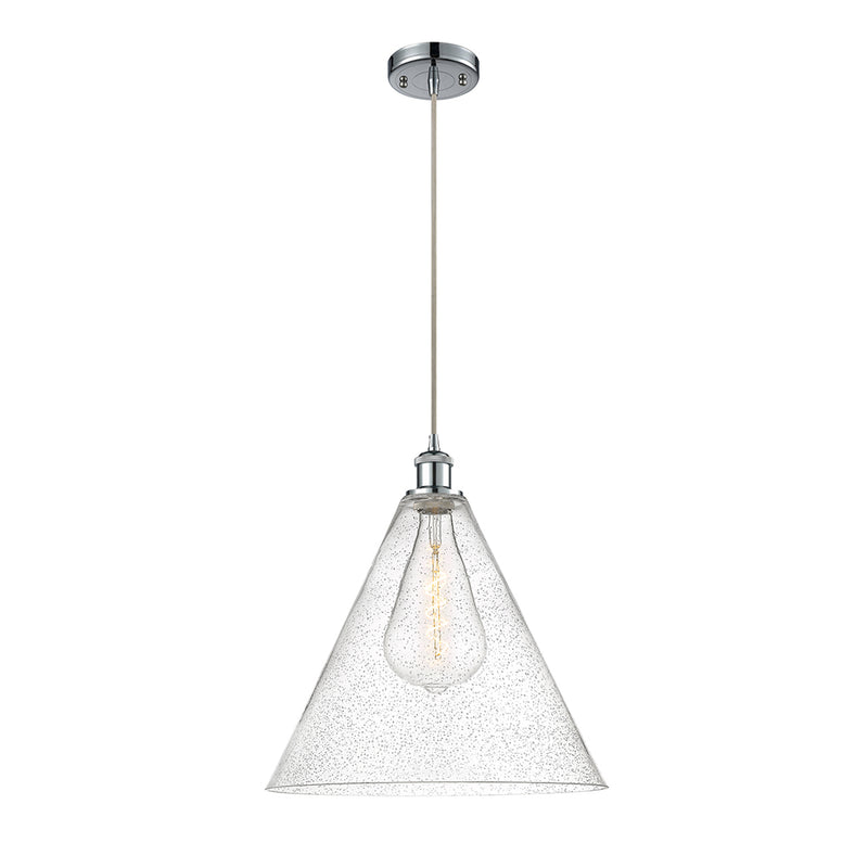 Ballston Cone Pendant shown in the Polished Chrome finish with a Seedy shade