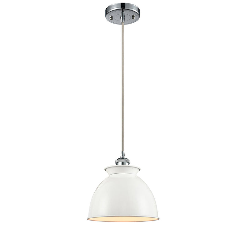 Adirondack Mini Pendant shown in the Polished Chrome finish with a Glossy White shade