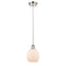 Belfast Mini Pendant shown in the Polished Nickel finish with a Matte White shade