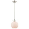 Athens Mini Pendant shown in the Polished Nickel finish with a Matte White shade