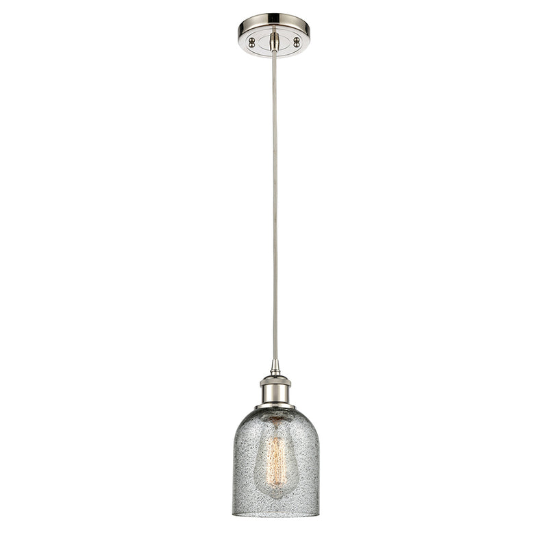 Caledonia Mini Pendant shown in the Polished Nickel finish with a Charcoal shade