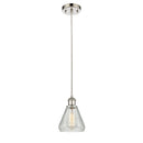 Conesus Mini Pendant shown in the Polished Nickel finish with a Clear Crackle shade