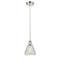 Conesus Mini Pendant shown in the Polished Nickel finish with a Clear Crackle shade