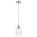 Hadley Mini Pendant shown in the Polished Nickel finish with a Clear shade