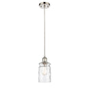 Candor Mini Pendant shown in the Polished Nickel finish with a Clear Waterglass shade