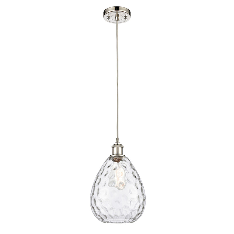 Waverly Mini Pendant shown in the Polished Nickel finish with a Clear shade