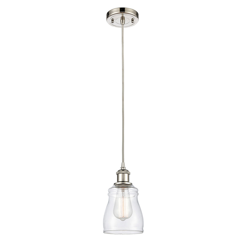 Ellery Mini Pendant shown in the Polished Nickel finish with a Clear shade