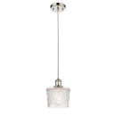 Niagra Mini Pendant shown in the Polished Nickel finish with a Clear shade