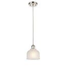 Dayton Mini Pendant shown in the Polished Nickel finish with a White shade