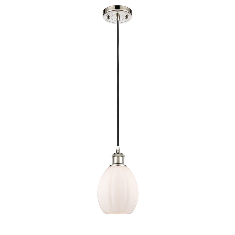 Eaton Mini Pendant shown in the Polished Nickel finish with a Matte White shade