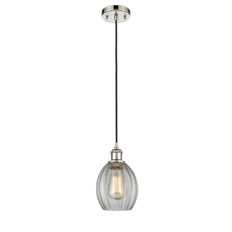 Eaton Mini Pendant shown in the Polished Nickel finish with a Clear shade