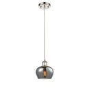 Fenton Mini Pendant shown in the Polished Nickel finish with a Plated Smoke shade