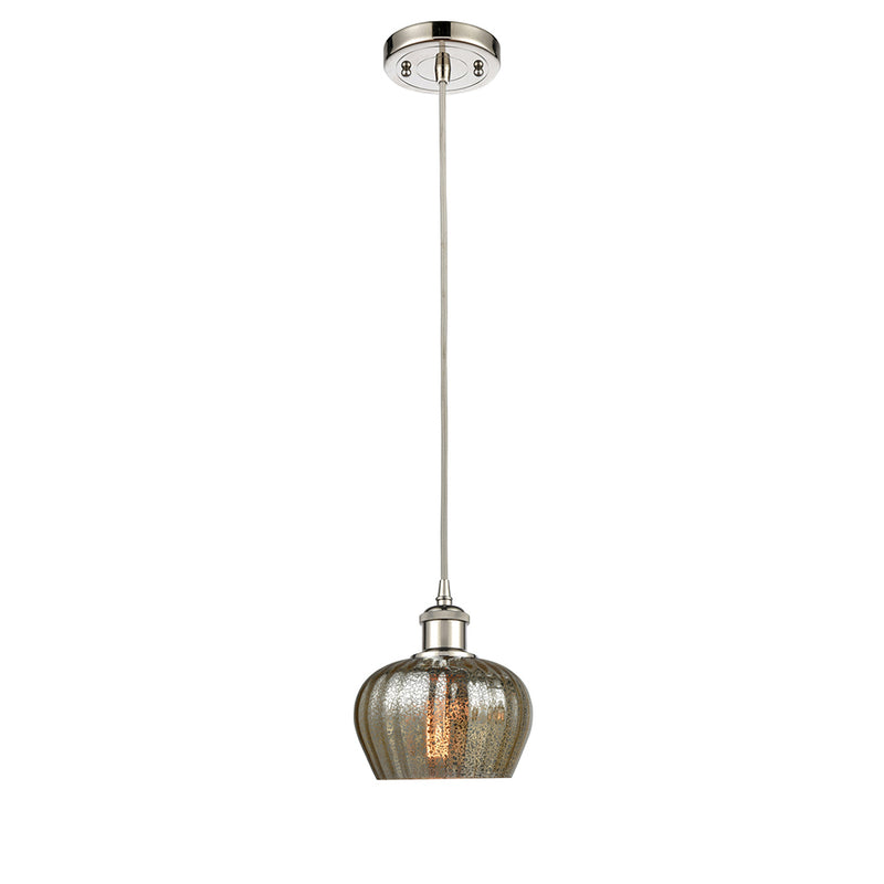 Fenton Mini Pendant shown in the Polished Nickel finish with a Mercury shade