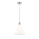 Ballston Cone Mini Pendant shown in the Polished Nickel finish with a Matte White shade