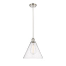 Ballston Cone Mini Pendant shown in the Polished Nickel finish with a Seedy shade