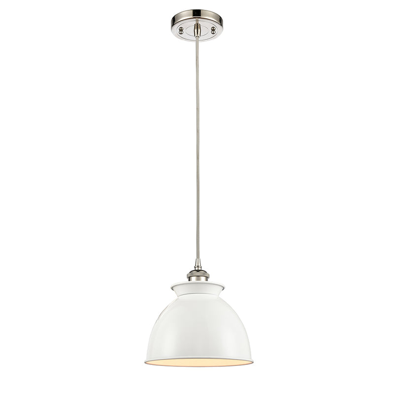 Adirondack Mini Pendant shown in the Polished Nickel finish with a Glossy White shade