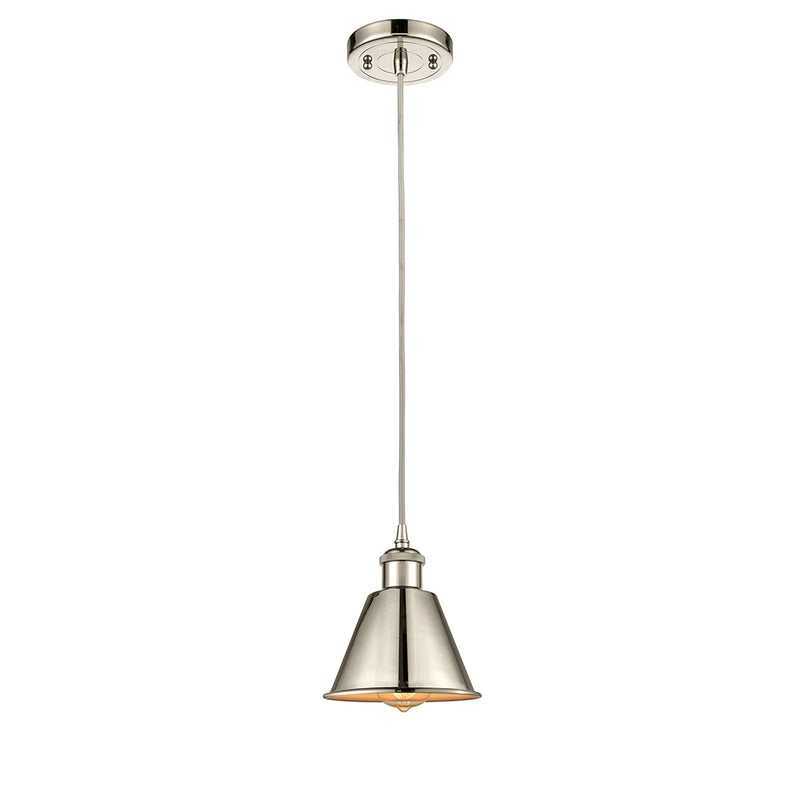 Smithfield Mini Pendant shown in the Polished Nickel finish with a Polished Nickel shade