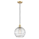 Deco Swirl Mini Pendant shown in the Satin Gold finish with a Clear shade