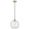 Farmhouse Rope Mini Pendant shown in the Satin Gold finish with a Clear Glass with White Rope shade