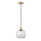 Athens Mini Pendant shown in the Satin Gold finish with a Clear shade