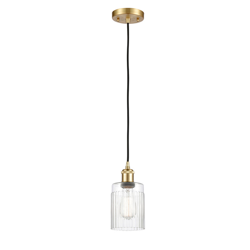 Hadley Mini Pendant shown in the Satin Gold finish with a Clear shade