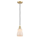 Ellery Mini Pendant shown in the Satin Gold finish with a White shade