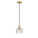 Dayton Mini Pendant shown in the Satin Gold finish with a Clear shade