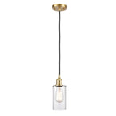 Clymer Mini Pendant shown in the Satin Gold finish with a Clear shade