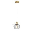 Fenton Mini Pendant shown in the Satin Gold finish with a Clear shade